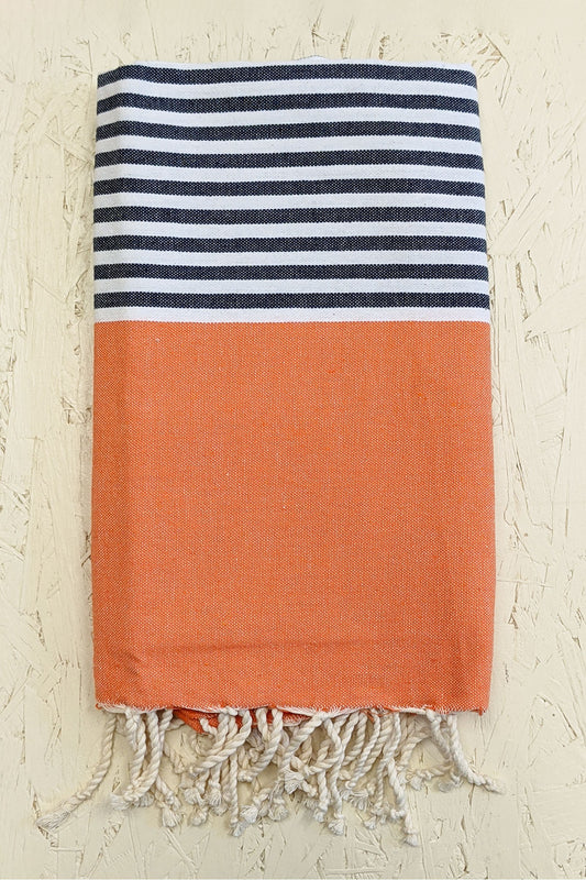 Hamam Blanket orange/blue striped - Coudre Berlin