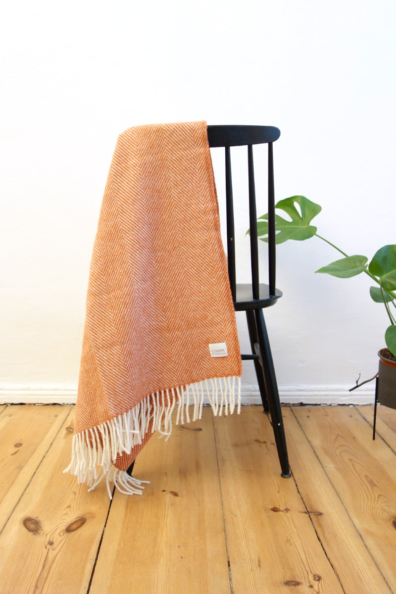 Wolldecke / Kuscheldecke herringbone terracotta - Coudre Berlin